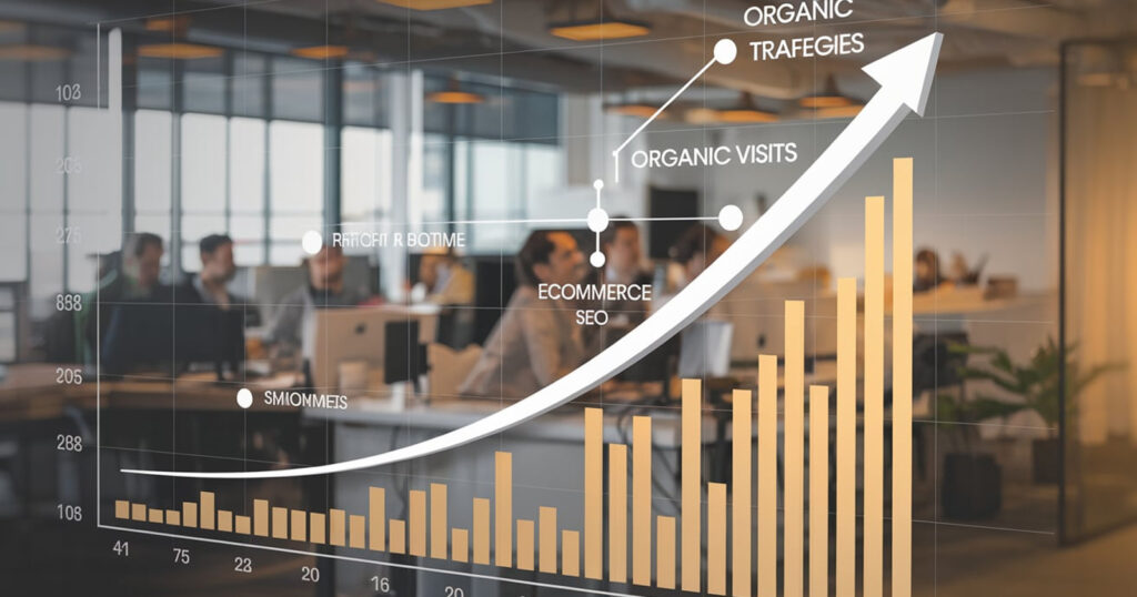 Graph showing the rise in organic traffic through ecommerce SEO strategies."